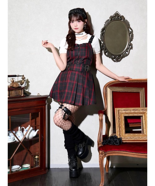 オネスト　ビスチェワンピ　黒赤 NOEMIE（ノエミー） ワンピース 合皮ベルトスタッズビスチェ