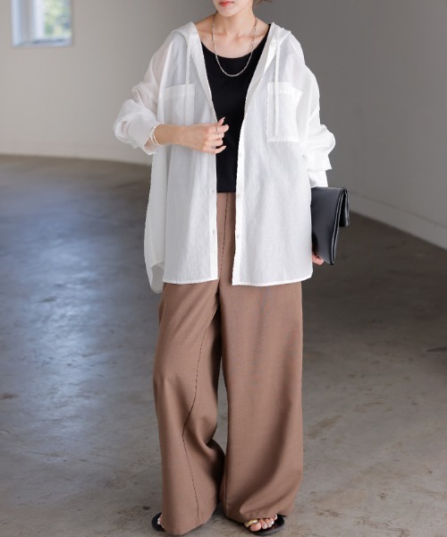 「HUG.U」 長袖ブラウス FREE ブラック レディース_画像7