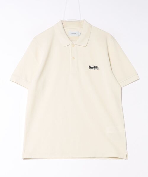 【新品未使用】COACH コーチ メンズ ポロシャツ ホワイト Lサイズ COACH（コーチ） 半袖ポロシャツ SMALL ホワイト系その他 メンズ