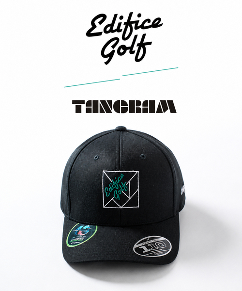 ★Clubhaus x TANGRAM コラボ キャップ/黒/ブラック/ゴルフ TANGRAM（タングラム） キャップ 帽子 メンズ × EDIFICE GOLF
