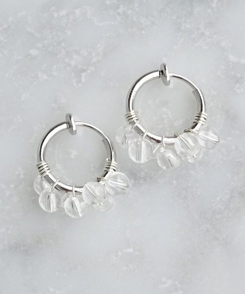 イヤリング 【marinaJEWELRY】SV/Crystal Quartz bubble wrapped earring S01