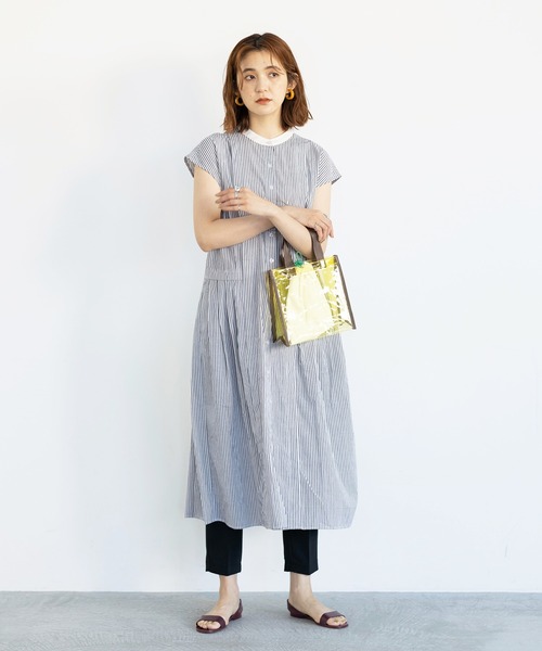 GeeRA シャツワンピース タック切替バンドカラーシャツワンピ