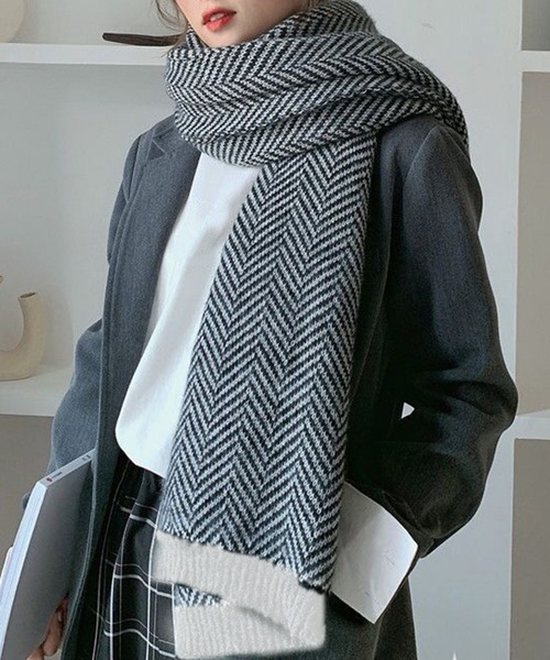 フ*イ様 the letters ヘリンボーン 大判ストール　マフラー　レターズ DAY CLOSET マフラー ストール レディース 182×33cmヘリンボーン柄大判
