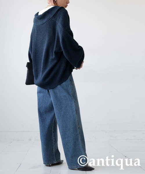 黒と青のニットカーディガン CONVERSE TOKYO WOMEN ニットセーター
