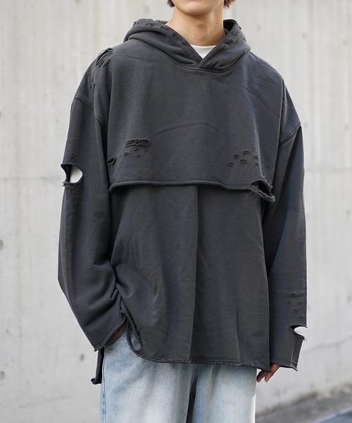 MinoriTY パーカー 「MinoriTY」ビッグシルエットクラッシュダメージ