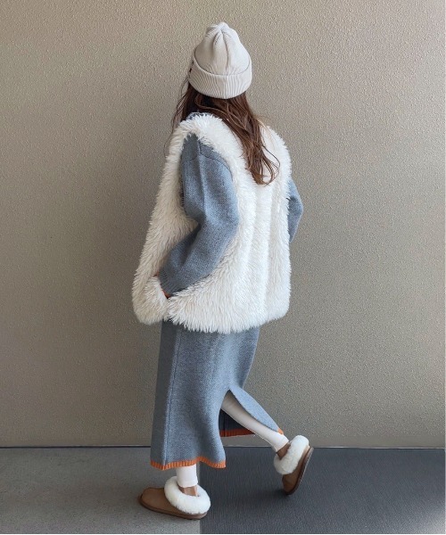 ワンピース 「XSサイズあり」バイカラーハーフジップニットワンピース