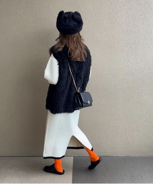 ワンピース 「XSサイズあり」バイカラーハーフジップニットワンピース