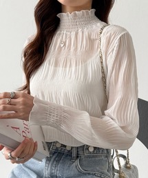 COCOMOMO ブラウス シャツ 「10色展開」 シャーリング シアー