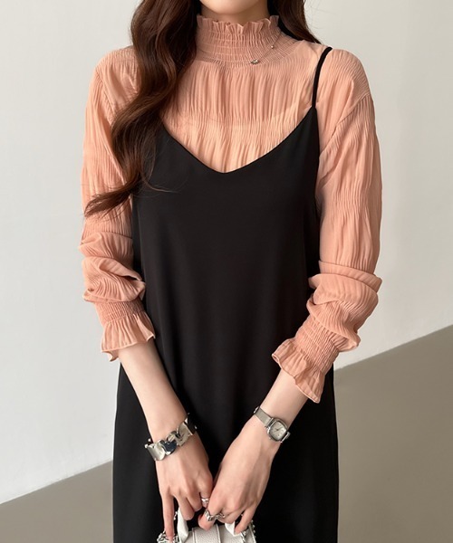 COCOMOMO ブラウス シャツ 「10色展開」 シャーリング シアー