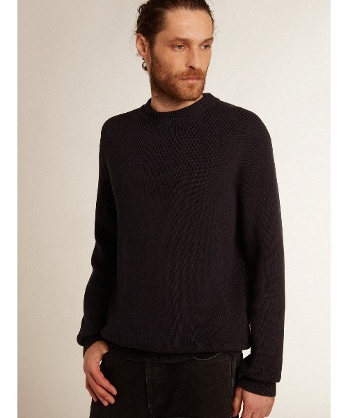 セーター ニット GOLDEN M S REGULAR KNIT CREW NECK COTTON WITH LOGO メンズの画像