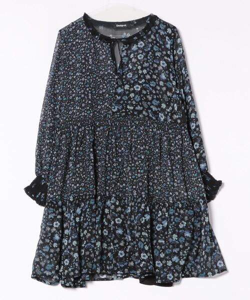Desigual レイヤードショートワンピース（ブルー) デシグアル Desigual ショート フリルワンピース （ブルー