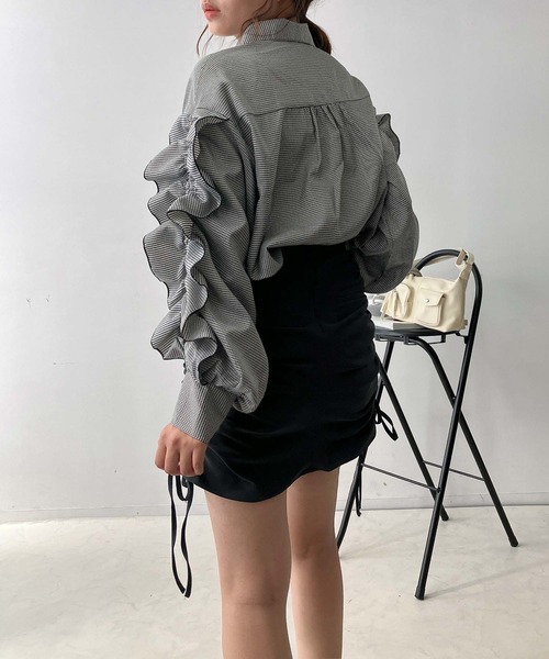 AS KNOW AS（アズノゥアズ） ブラウス シャツ 袖フリルデザインシャツ