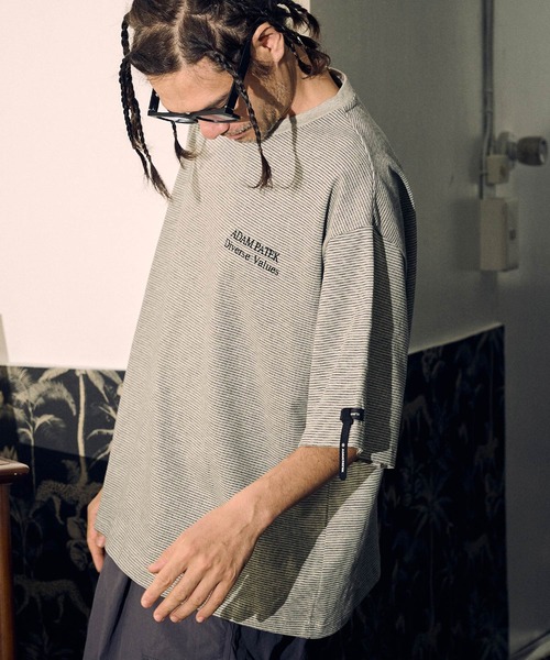 ADAM PATEK tシャツ ADAMPATEK/thin stripes short sleeve