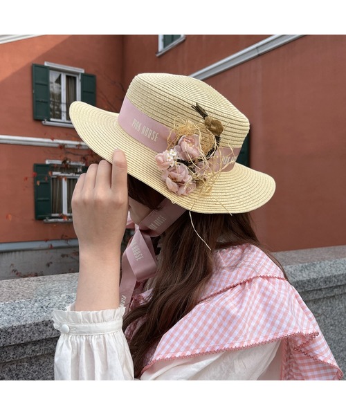 PINK HOUSE（ピンクハウス） 帽子 ハット レディース ロゴ入りリボン