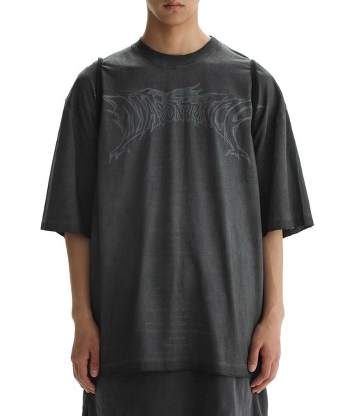 MASONPRINCE tシャツ オーバーサイズ 汚れ加工 手書き風プリント T