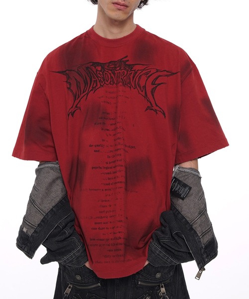 MASONPRINCE tシャツ オーバーサイズ 汚れ加工 手書き風プリント