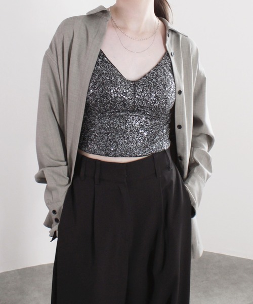 Reurie'（レウリィ） キャミソール 「SNSで話題！」パッド付きラメ