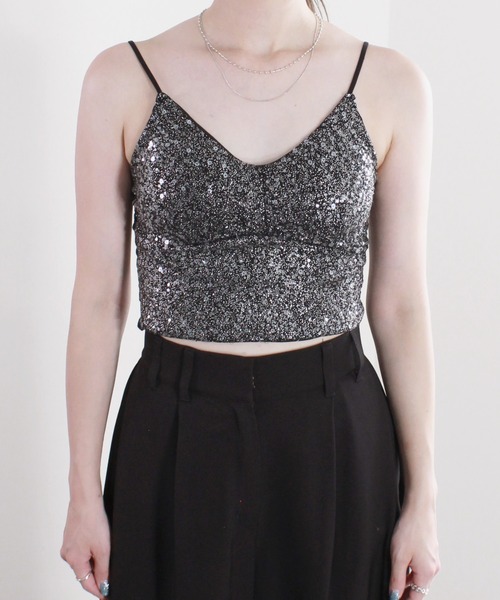 Reurie'（レウリィ） キャミソール 「SNSで話題！」パッド付きラメ
