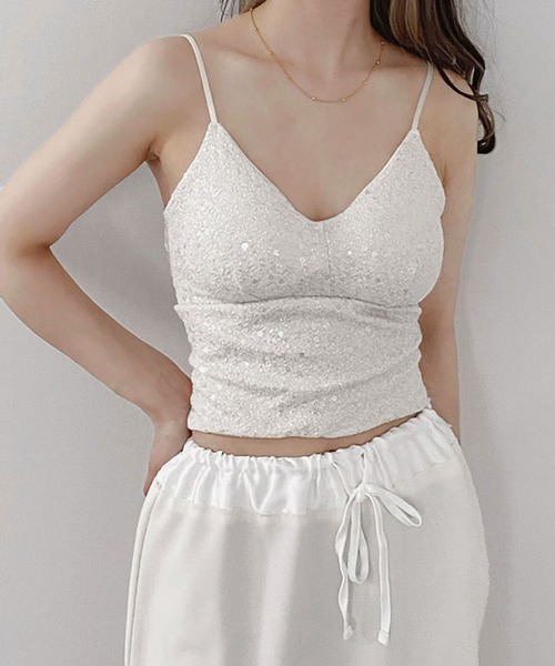 Reurie'（レウリィ） キャミソール 「SNSで話題！」パッド付きラメ