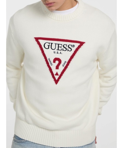 トレーナー スウェット GUESS JEANS Ls Cn Big Triangle Sweater ロゴ 