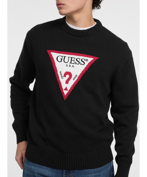 トレーナー スウェット GUESS JEANS Ls Cn Big Triangle Sweater ロゴ