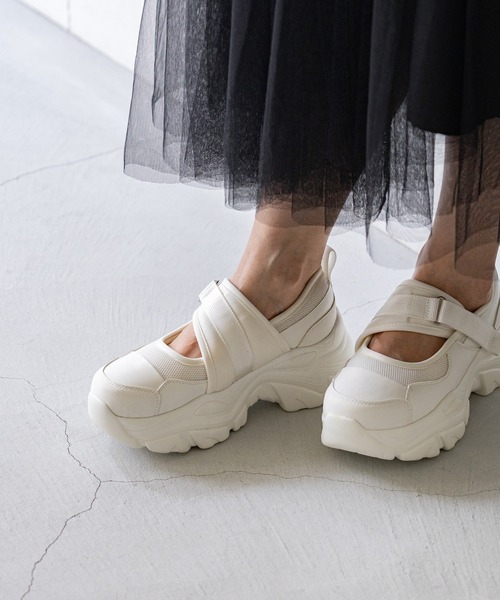 menue スニーカー ボリュームソール ベルクロストラップシューズ  