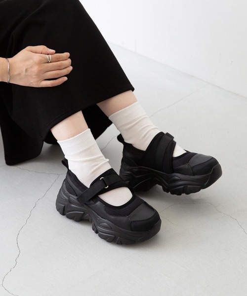 menue スニーカー ボリュームソール ベルクロストラップシューズ  