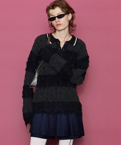 MAISON SPECIAL ニット セーター Cable Knitting Border Rugger