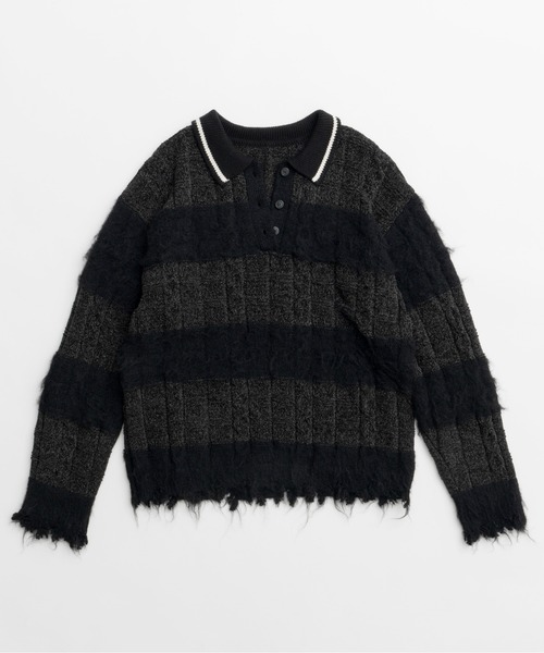 MAISON SPECIAL ニット セーター Cable Knitting Border Rugger