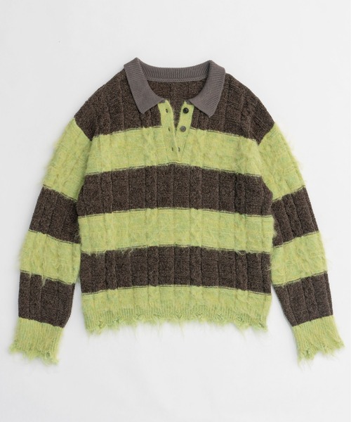 MAISON SPECIAL ニット セーター Cable Knitting Border Rugger