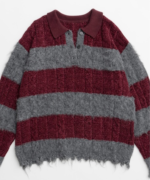 MAISON SPECIAL ニット セーター Cable Knitting Border Rugger