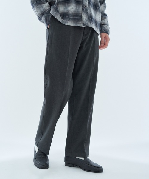 大きいサイズ メンズ Miramoda ピンチェック ワンタック スラックス