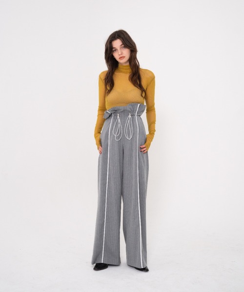 juemi パンツ JUEMI スラックス パンツ Waist Cord Stripe Pants レディース