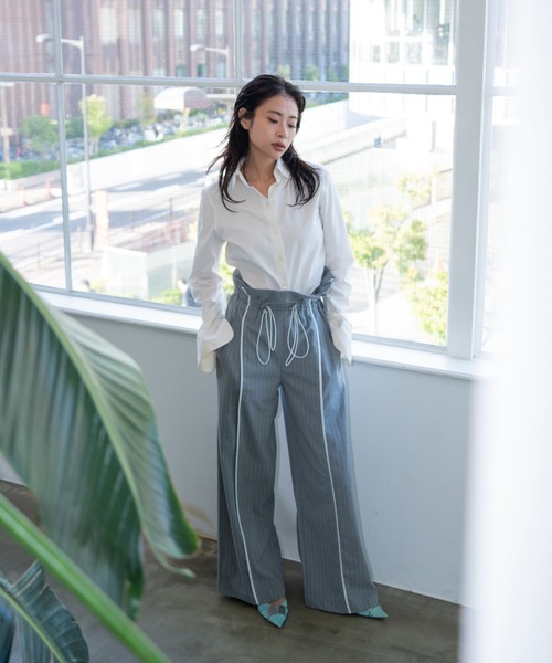 JUEMI パンツ スラックス Waist Cord Stripe Pants レディース 
