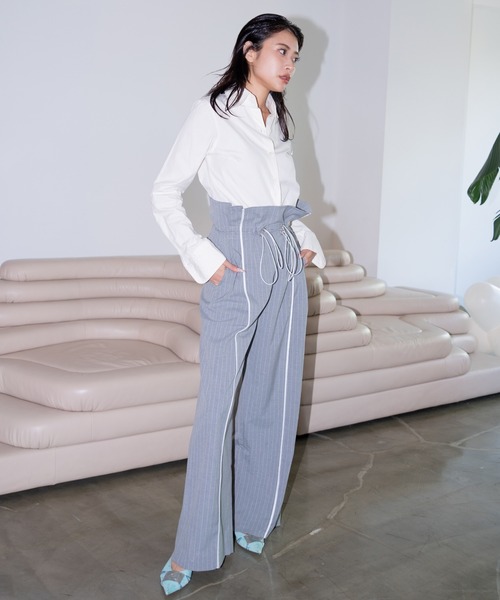 juemi パンツ JUEMI スラックス パンツ Waist Cord Stripe Pants レディース