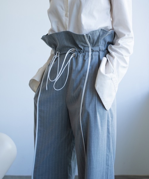 JUEMI スラックス パンツ Waist Cord Stripe Pants レディース