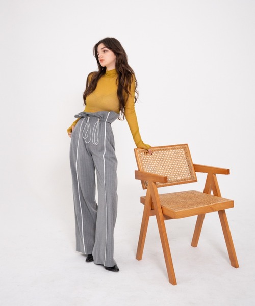 juemi パンツ JUEMI スラックス パンツ Waist Cord Stripe Pants レディース