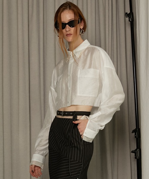 ブラウス シャツ ダブルカラークロップドシャツ / Double Collar Cropped Shirt レディース PRANK PROJECT ブラウス シャツ ダブルカラークロップドシャツ