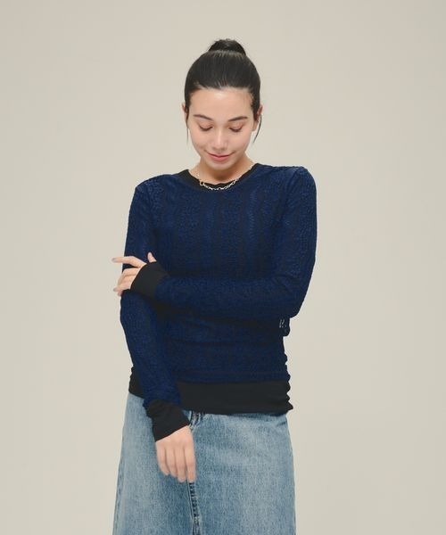 tシャツ 「eL」Lace Fit Pullover LS/287472 レディース