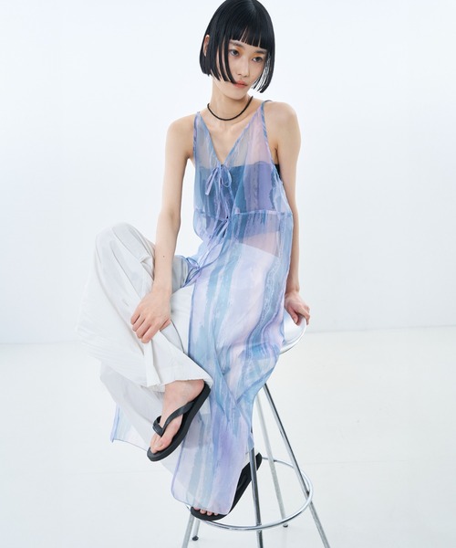 NOMINE（ノミネ） ワンピース 「前後着用可」水彩アート ニュアンス柄