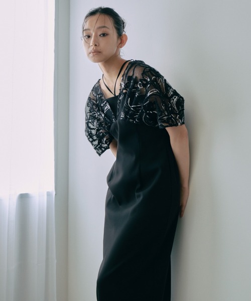 【新品タグ付】ANDRESD black dress／アンドレスド セール】asymmetry tack dress / アシンメトリータックドレス