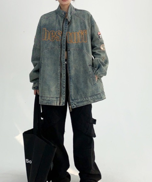 ロゴワッペンダメージデニムジャケット a73aef4f88ec928ed4bd72a7558b8d