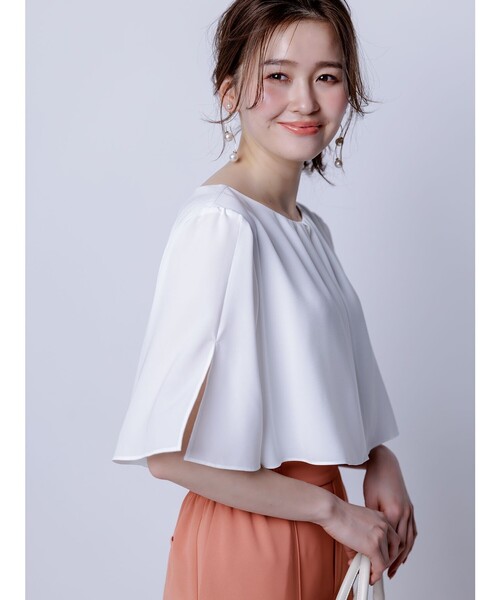 美品❇︎ビアズリー フレアスリーブブラウス カットソー 23SS 洗える any SiS ブラウス シャツ 「洗える」ケープフレアスリーブ