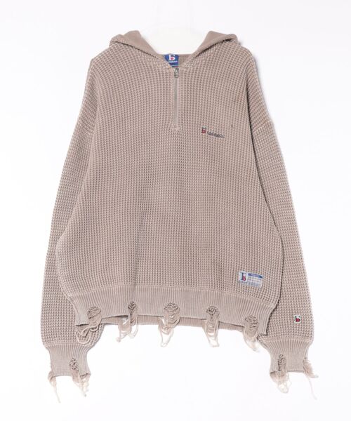 ニット セーター DankeSchon/ダンケシェーン/PIGSTONE DAMEGE AZE H/ZIP レディース メンズ