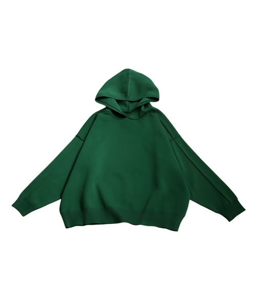 「antiqua」 「tree cafe」ニットパーカー P ホワイト レディース