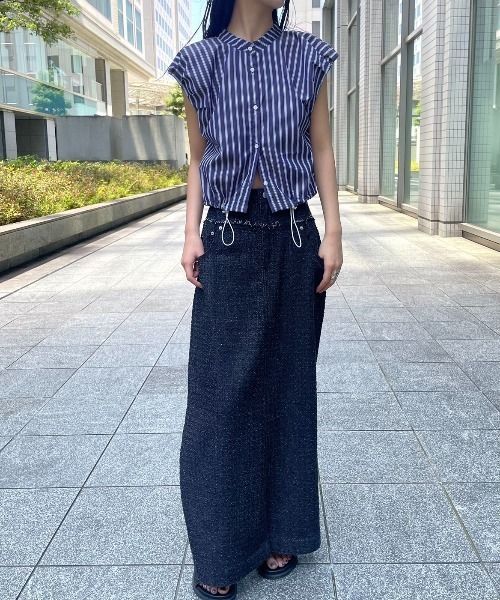 AIC. ブラウス シャツ ストライプタックスリーブドロー