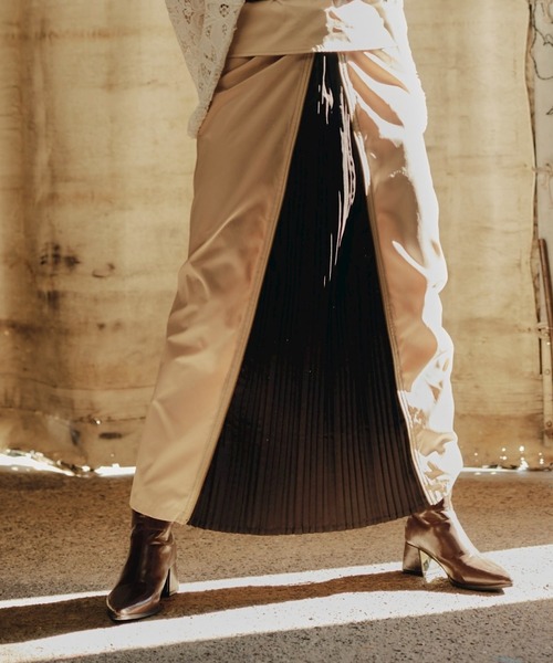 スカート tomotoCIRCULAR PLEATS SK PE TWILL タフタマキシスカート