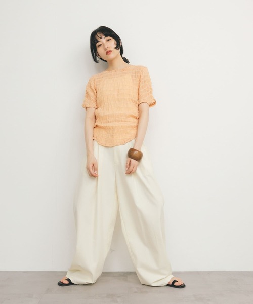 tシャツ シャーリング シアー トップス レディース tシャツ アシンメトリーシャーリングシアートップス レディース