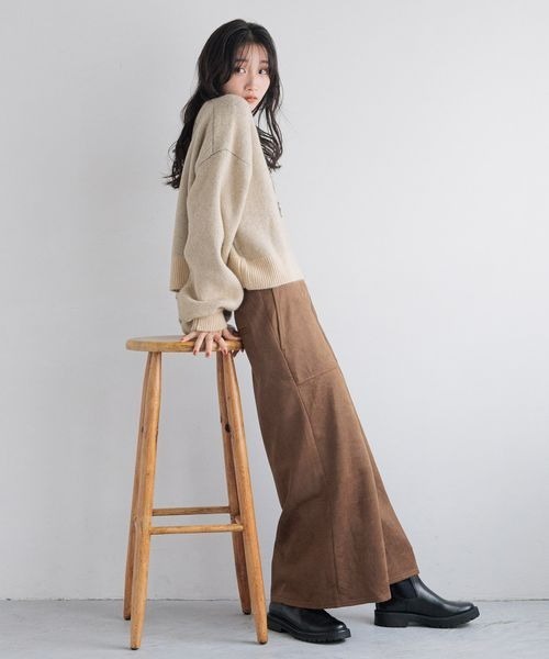 「LOWRYS FARM」 長袖ニット FREE チャコールグレー レディース_画像4