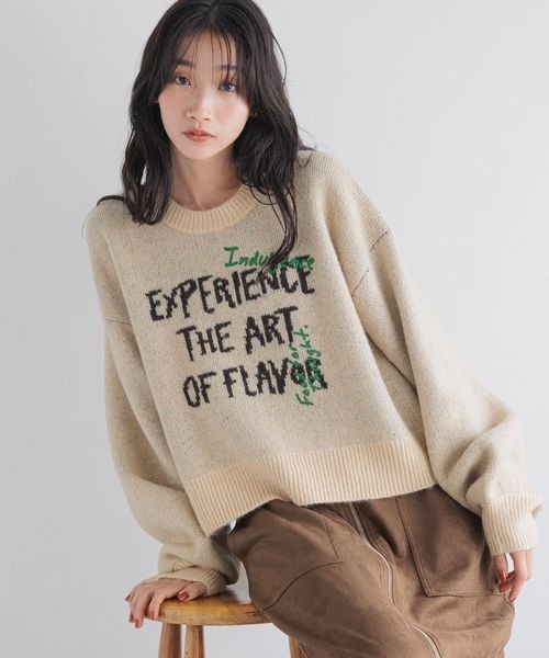 「LOWRYS FARM」 長袖ニット FREE チャコールグレー レディース_画像5